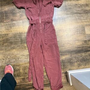 BDG Dusty Rose Utility Jumpsuit with Belt
